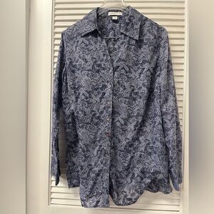 COLDWATER CREEK✨1X✨Blue Printed Long Sleeve Button-Up Shirt